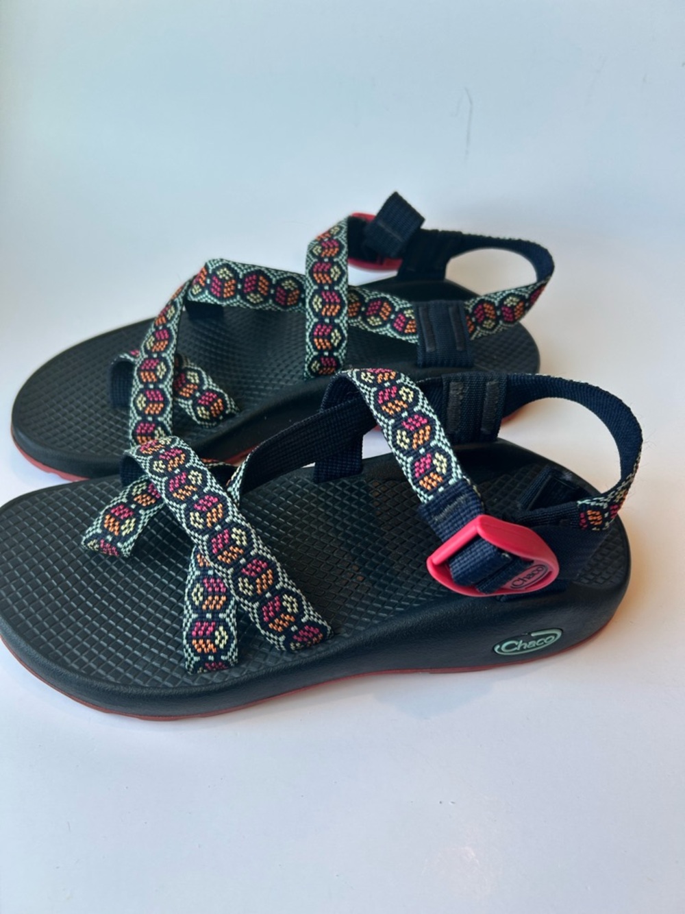 Chaco Women's Z/2 Classic sandals in a geometric pink print, Size 7